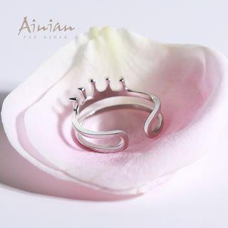 925 Sterling Silver Crown Open Ring
