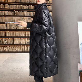 Stand Collar Midi Quilted Coat