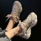 Two-tone Double-lace Platform Sneakers