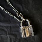 Lock Pendant Alloy Necklace Transparent & Silver - One Size