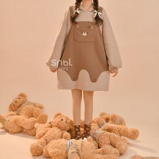 Mock Two-piece Cartoon Print Hoodie Dress