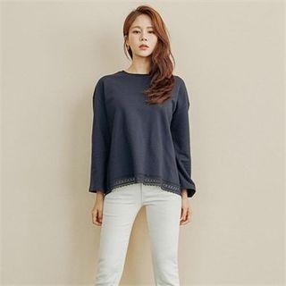 Cutaway-back Lace-trim Pullover