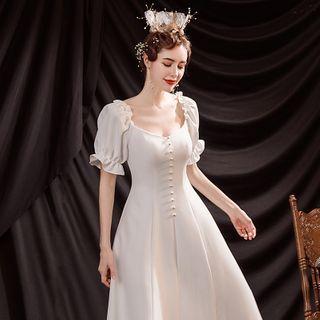 Ruffle Trim A-line Cocktail Dress