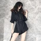 3/4-sleeve Collared Playsuit