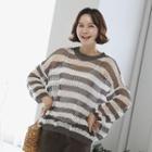 Sheer Striped Oversized Knit Top