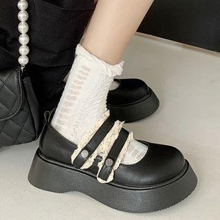 Platform Lace Trim Mary Jane Shoes