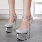 Metallic Platform High-heel Mary Jane Pumps