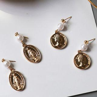 Faux Pearl & Coin Dangle Earring