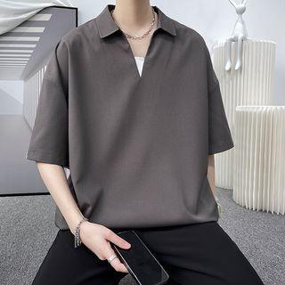 Elbow-sleeve Collar Shirt
