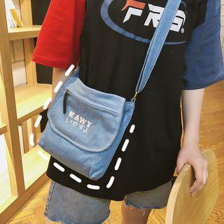 Letter / Cartoon Denim Crossbody Bag