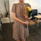 Floral Printed Short-sleeve Dress Floral - One Size