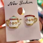 Non-matching Teapot Stud Earring 1 Pair - Teapot - One Size