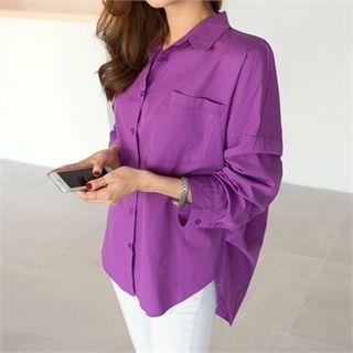 Dip-back Oversized Cotton Shirt