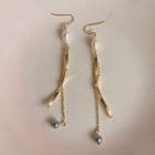 Freshwater Pearl Twisted Copper Bar Fringed Earring As Shown In Figure - One Size