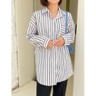 Pocket-front Longline Stripe Shirt