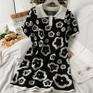 Slim-fit Printed Mini Polo Dress Black - One Size