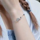 Faux Crystal Alloy Fish Bracelet 1pc - Silver & Blue - One Size