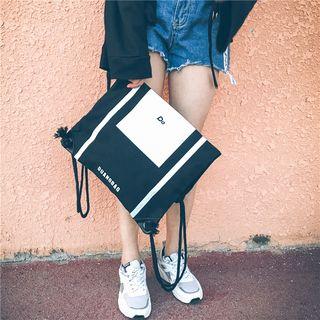 Colour Block Drawstring Canvas Backpack