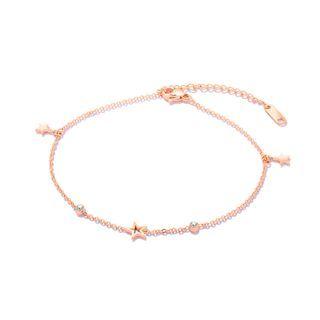 Simple And Fashion Plated Rose Gold Star Cubic Zirconia 316l Stainless Steel Anklet Rose Gold - One Size