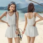 V-neck Lace Panel Swimdress