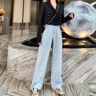 Embellished Blazer / Wide-leg Jeans
