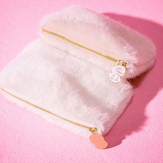 Bunny-charm Faux-fur Pouch