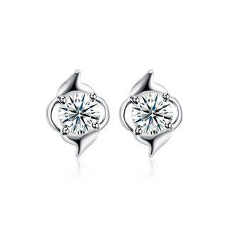 925 Sterling Silver Simple Delicate Mini Cubic Zircon Ear Studs And Earrings Silver - One Size