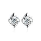 925 Sterling Silver Simple Delicate Mini Cubic Zircon Ear Studs And Earrings Silver - One Size