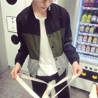 Color-block Snap-button Jacket