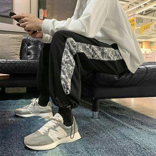Drawstring-cuff Paisley Print Panel Sweatpants