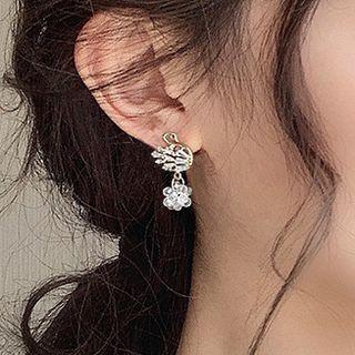 Swan Sterling Silver Faux Crystal Dangle Earring 1 Pair - Light Gold - One Size