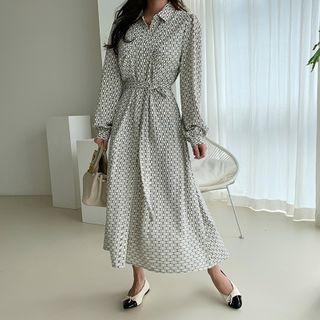 Pattern Maxi Shirtdress & Sash