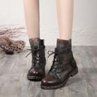 Low Heel Lace-up Short Boots