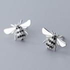 925 Sterling Silver Rhinestone Bee Earring 1 Pair - S925 Silver - Silver - One Size
