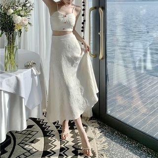 Set: Cropped Tank Top + Midi A-line Skirt