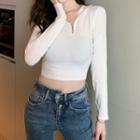 Half-zip Cropped T-shirt