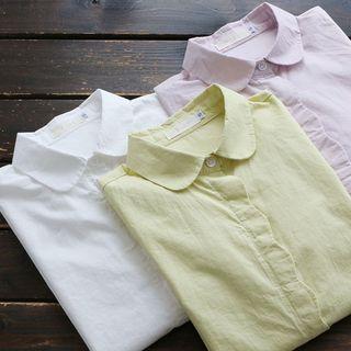 Long-sleeve Scalloped-trim Shirt