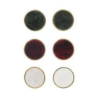 Faux-marble Button Earrings