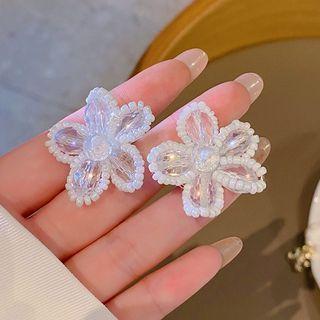 Flower Faux Crystal Earring 1 Pr - White - One Size
