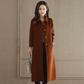 Buttoned Woolen Long Coat