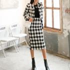 Set: Checked Crop Blazer + Straight-fit Skirt