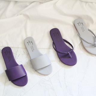 Plain Slide Sandals / Braid Strap Flip-flops
