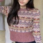 Patterned Knit Top Pink - One Size
