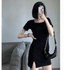 Square Neck Mini Bodycon T-shirt Dress