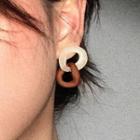 Hoop Drop Ear Stud 1306a - 1 Pair - Coffee & White - One Size