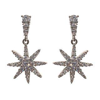 Rhinestone Star Dangle Earring 1 Pair - Silver Pin - As Shown In Figure - One Size
