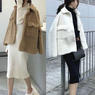 Single Breasted Fleece Jacket / Mock Neck Knit Dress