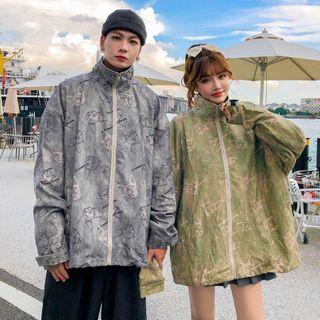 Couple Matching Print Zipped Jacket