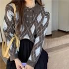 Argyle Knit Top Argyle - Gray - One Size