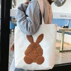 Rabbit Applique Canvas Tote Bag